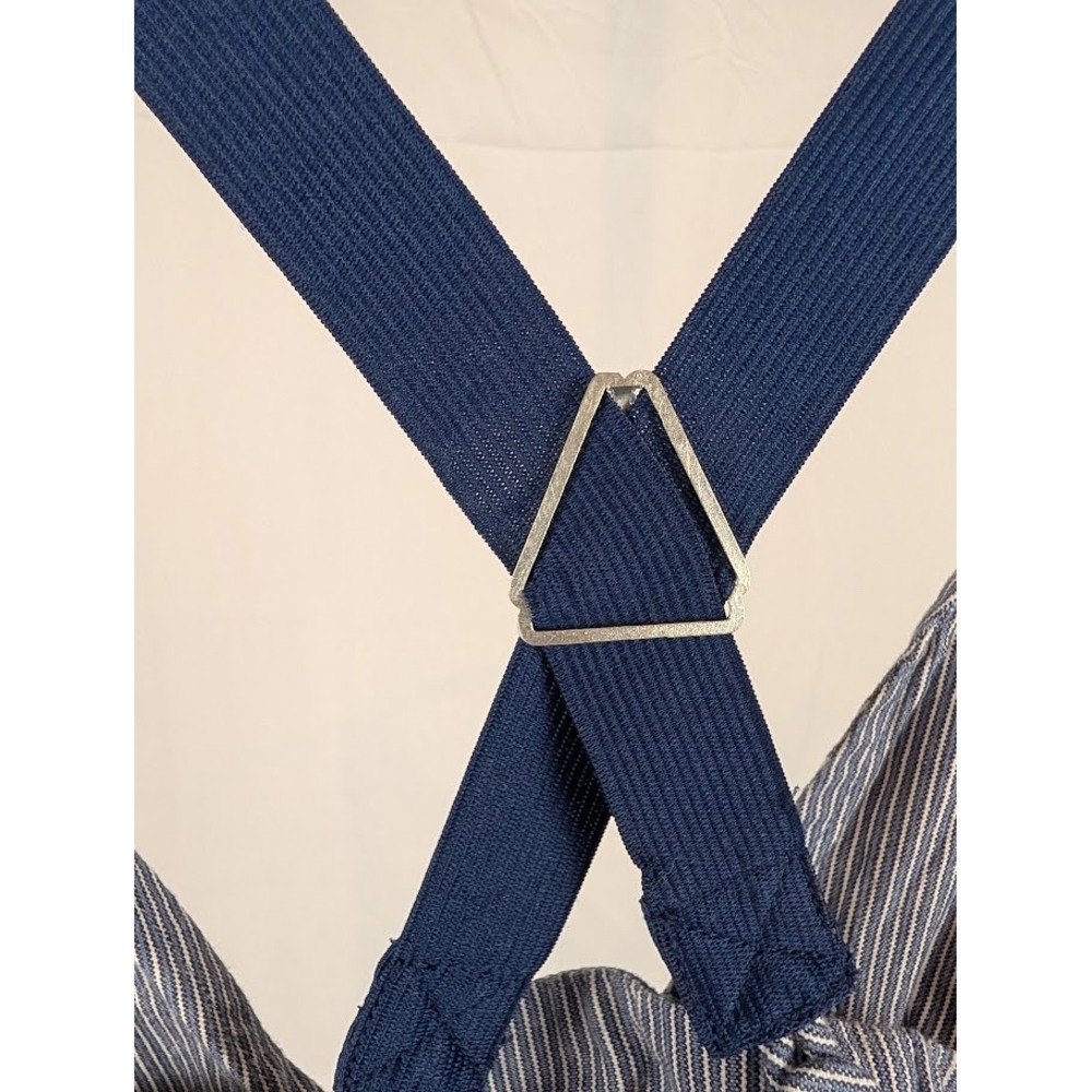 Maurices Blue Pinstripe Cropped Vest Small Crisscross Back Polka Dot Lining - Picture 10 of 10